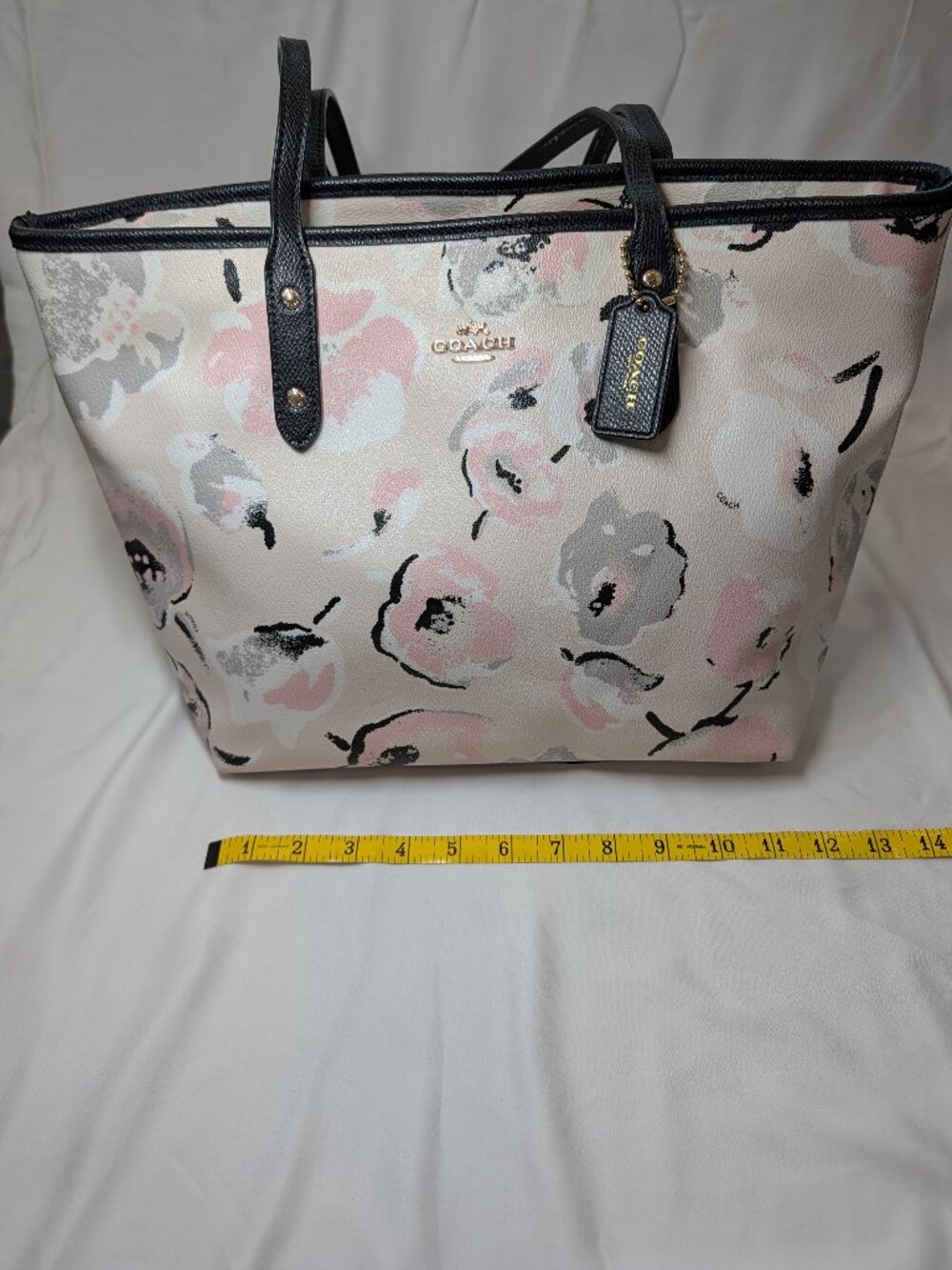 Coach Floral City Zip Tote – Pink/Grey/Black
